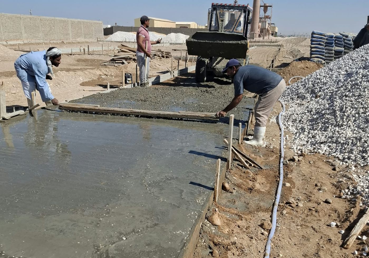 Foundation works on the Sun Egypt Group factory site in the Qift Industrial Zone, Qena